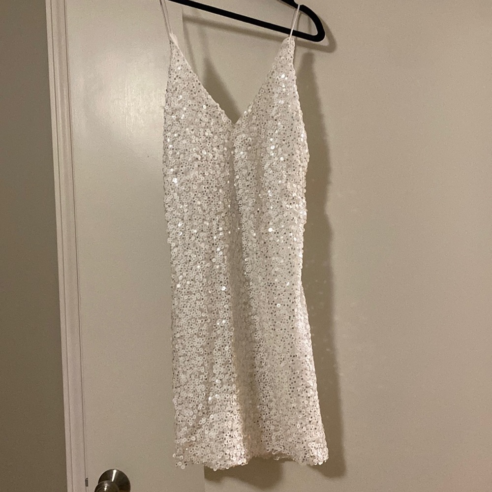 Lulus white sequin short dress